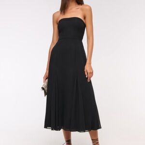 Strapless Black Midi Dress